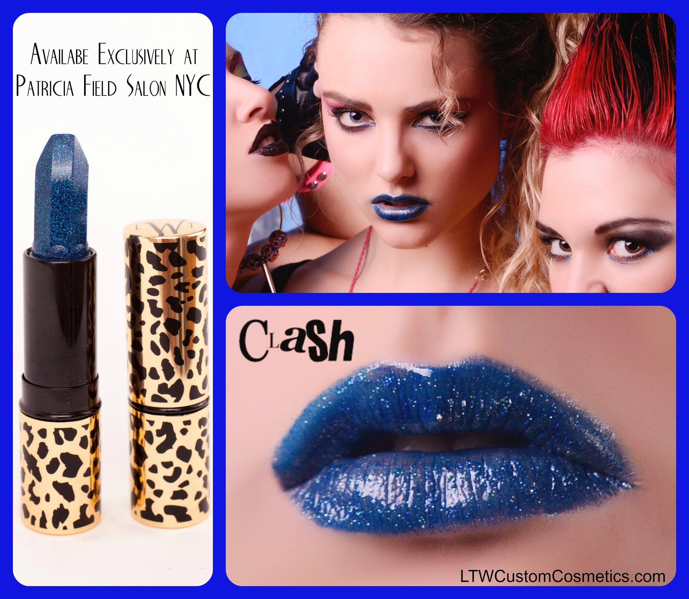 Clash Blue Sparkle Lipstick Model Lipstick Tube Lips